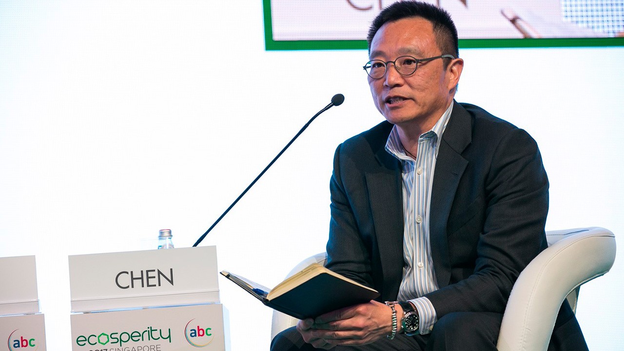 Dave Chen, chairman and founder of Equilibrium Capital, talks at Ecosperity. "Sustainability is oftentimes about the little things," says Chen. Image: Temasek